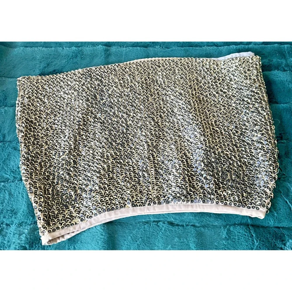 Anthropologie Raga Women Size Medium Glitz & Glam‎ Sequin Mini Skirt Brown Party